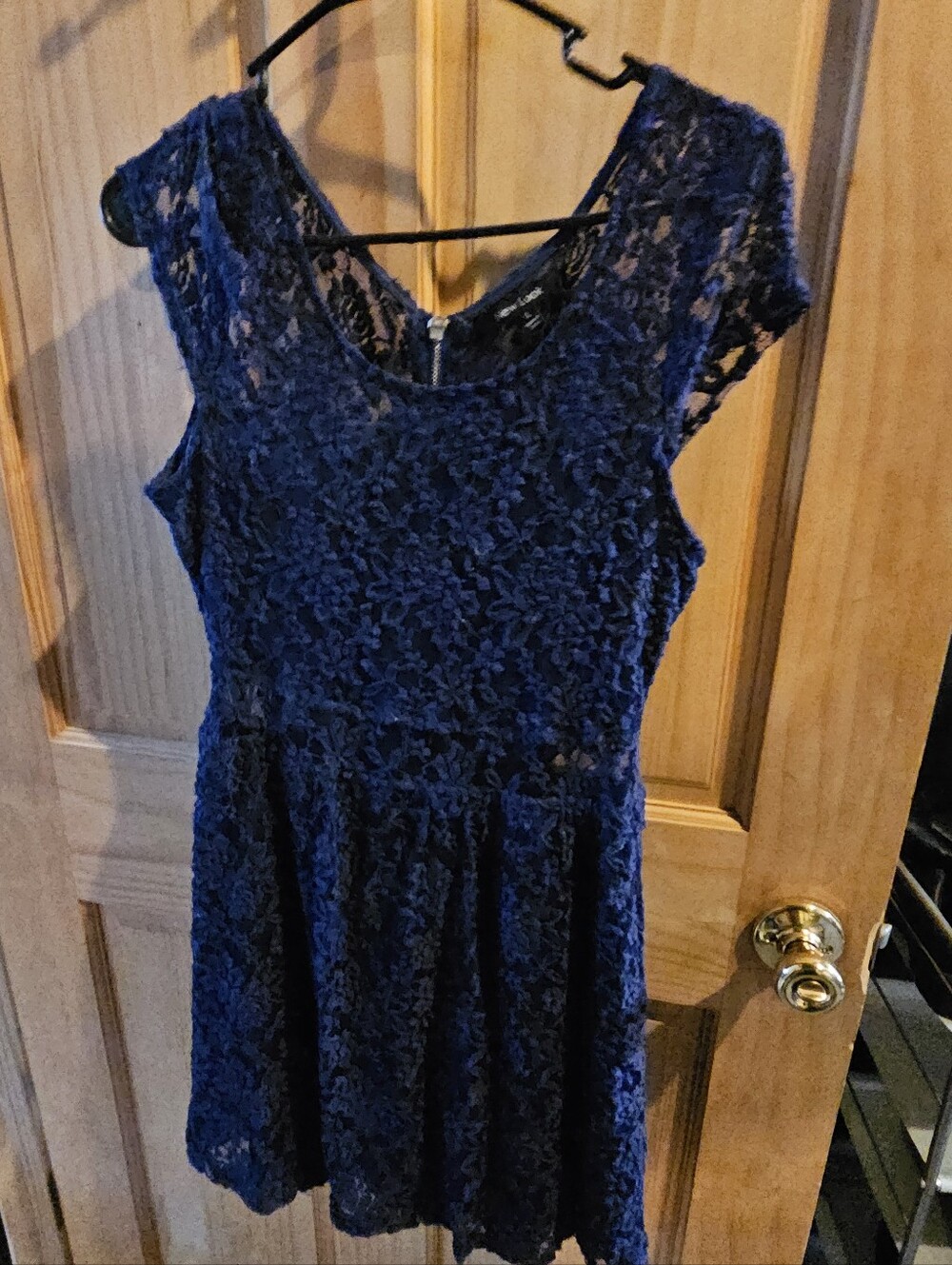 PROM DRESS Women's Navy Lace Skater Dress - Elegant Evening Style